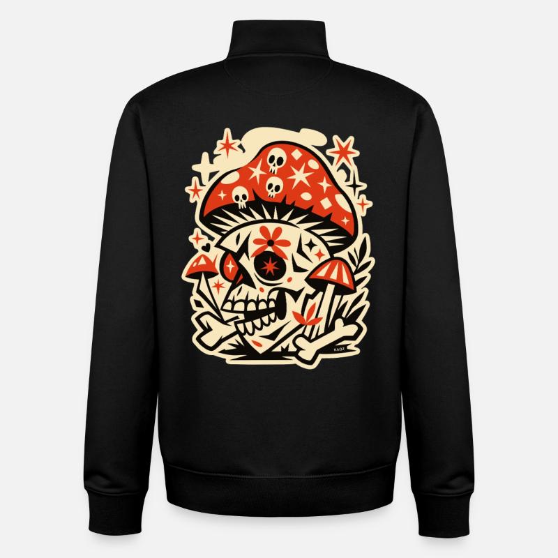 Mushroom Skull Retro Psychedelia - Unisex Organic Zip Sweatshirt by Stanley/Stella - black