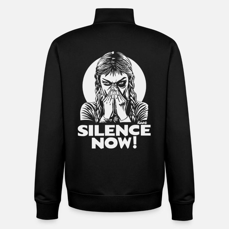 Silence Now Face Emblem - Unisex Organic Zip Sweatshirt by Stanley/Stella - black