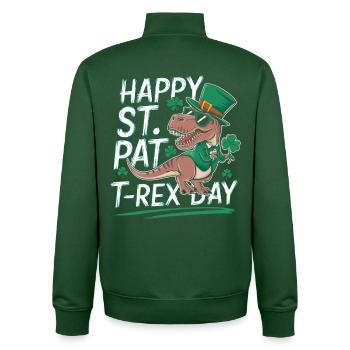 St Patrick's T-Rex Hat - Unisex Organic Zip Sweatshirt by Stanley/Stella - bottle green - Back - AI Model Male 185 dark (185cm)