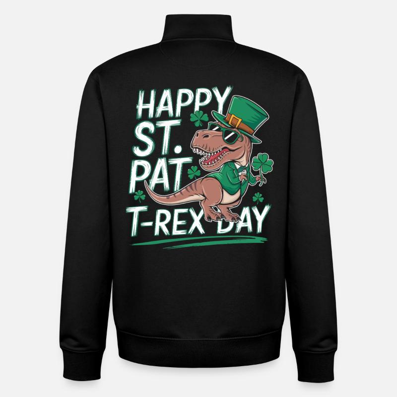 Chapeau de T-Rex de Saint-Patrick - Sweat zippé unisexe en coton bio Stanley/Stella - noir
