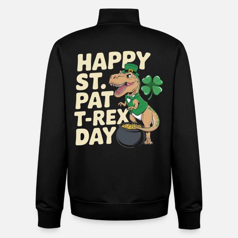 Dino Leprechaun St Patrick Day - Unisex Organic Zip Sweatshirt von Stanley/Stella - Schwarz