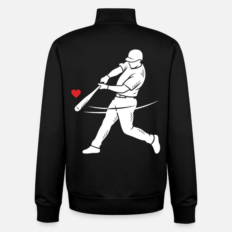 Cœur silhouette du frappeur de baseball - Sweat zippé unisexe en coton bio Stanley/Stella - noir