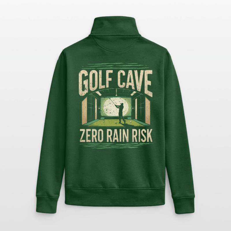 Golf Simulator Golf Cave Zero Rain Risk Unisex Organic Zip Sweatshirt by Stanley/Stella