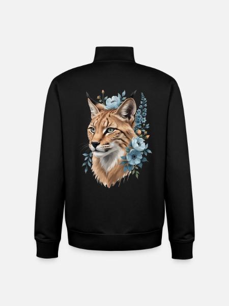Wildkatze im Floralkranz Blau - Unisex Organic Zip Sweatshirt von Stanley/Stella - Schwarz