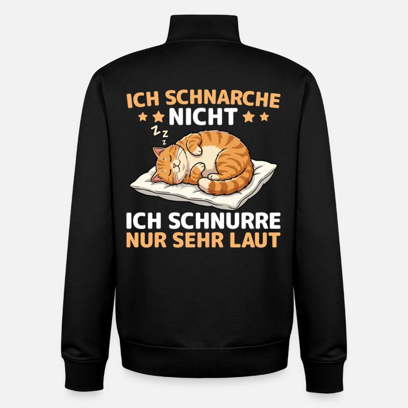Sleeping Cat Tired Pet Cuddling - Unisex Organic Zip Sweatshirt by Stanley/Stella - black