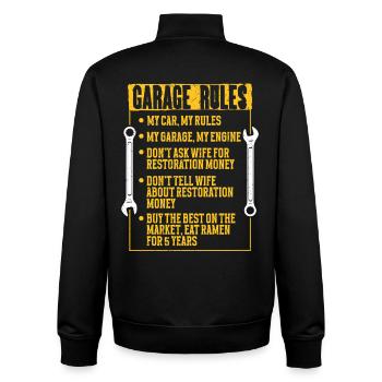 Car Restoration Garage Rules - Unisex Organic Zip Sweatshirt by Stanley/Stella - black - Back - AI Model Male 185 light (185cm)
