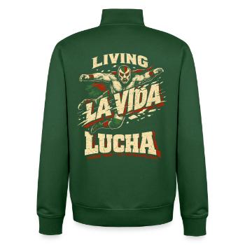 Lucha Libre Luchador vivant La Vida Lucha - Sweat zippé unisexe en coton bio Stanley/Stella - vert bouteille - Dos - AI Model Male 185 dark (185cm)