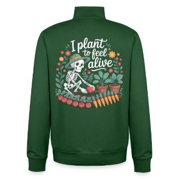 T-shirt humoristique de jardin – Plantes squelettiques, légumes - Sweat zippé unisexe en coton bio Stanley/Stella - vert bouteille - Dos - AI Model Male 185 dark (185cm)