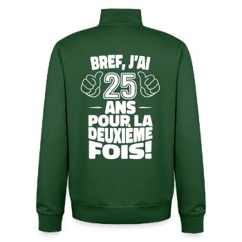 Ich bin zum zweiten Mal 25 Jahre alt, zum 50. Geburtstag - Unisex Organic Zip Sweatshirt von Stanley/Stella - Flaschengrün - Hinten - AI Model Male 185 dark (185cm)