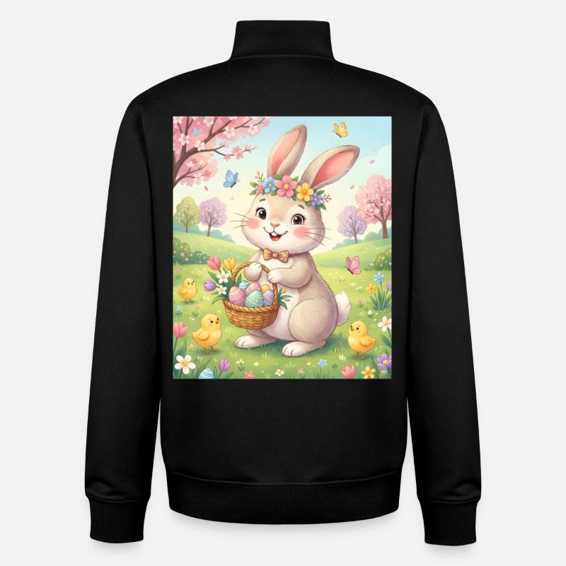 Lapin de Pâques - Sweat zippé unisexe en coton bio Stanley/Stella - noir