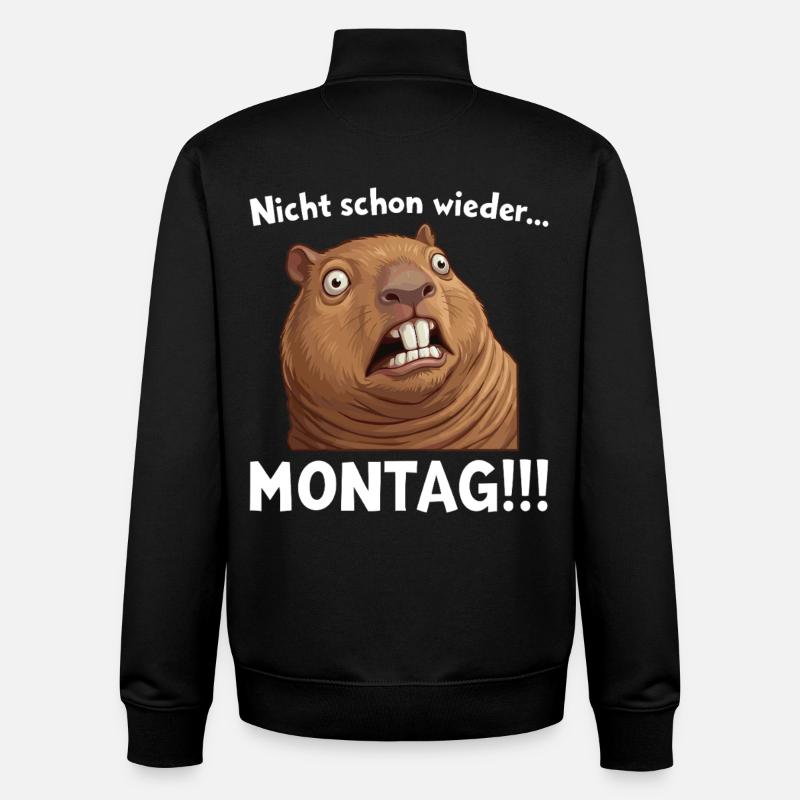 Capybara saying: Not Monday again! - Unisex Organic Zip Sweatshirt by Stanley/Stella - black