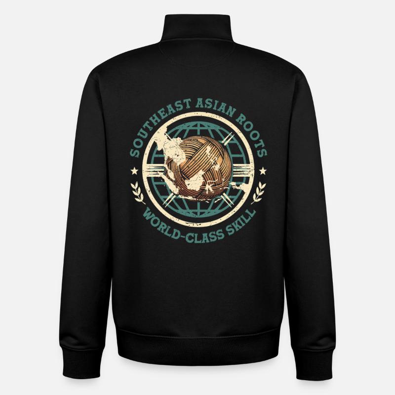 Sepak Takraw Southeast Asian Roots - Unisex Organic Zip Sweatshirt by Stanley/Stella - black