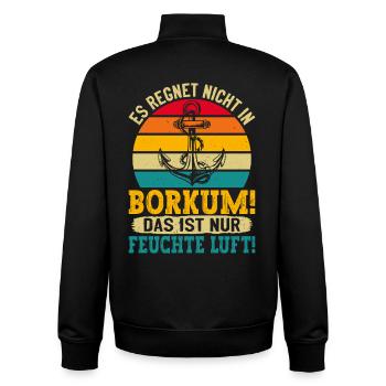 Borkumer Insel ES REGNET NICHT IN BORKUM Lustiges - Unisex Organic Zip Sweatshirt von Stanley/Stella - Schwarz - Hinten - AI Model Male 185 light (185cm)