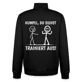 Strichmännchen KUMPEL DU SIEHST TRAINIERT AUS - Unisex Organic Zip Sweatshirt von Stanley/Stella - Schwarz - Hinten - AI Model Male 185 light (185cm)