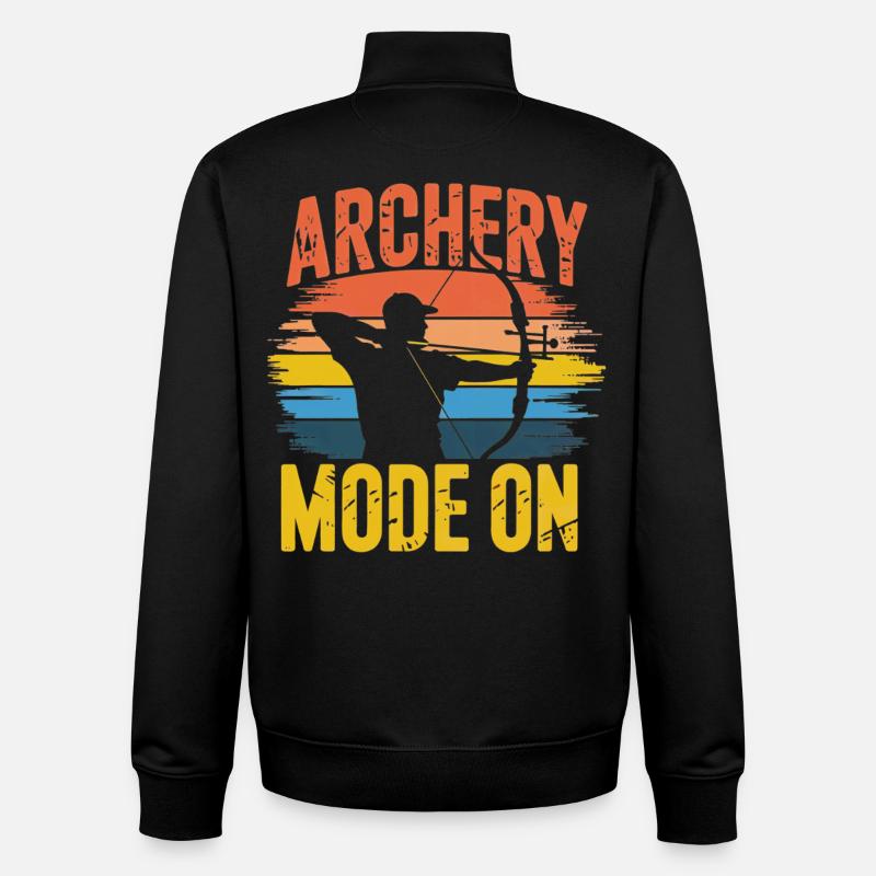 Archery Mode On Retro Sunset - Unisex Organic Zip Sweatshirt by Stanley/Stella - black