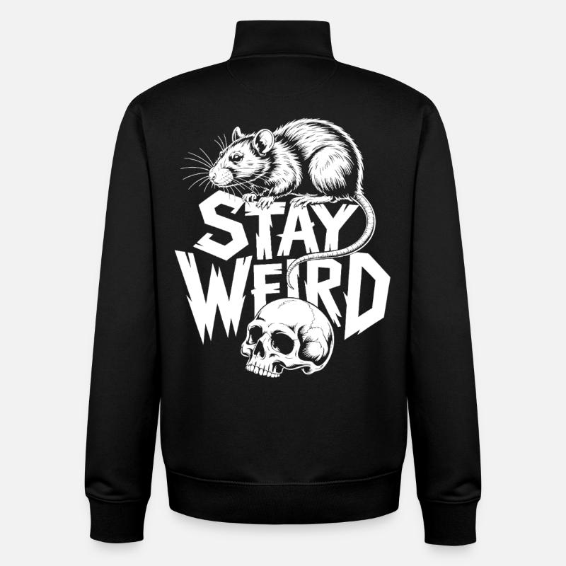 Resta Strano Ratto e Teschio - Felpa unisex con zip in cotone biologico di Stanley/Stella - nero