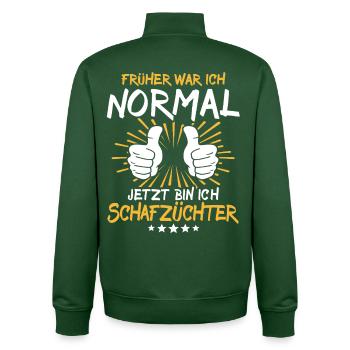 Sheep Breeder Saying - Unisex Organic Zip Sweatshirt by Stanley/Stella - bottle green - Back - AI Model Male 185 dark (185cm)