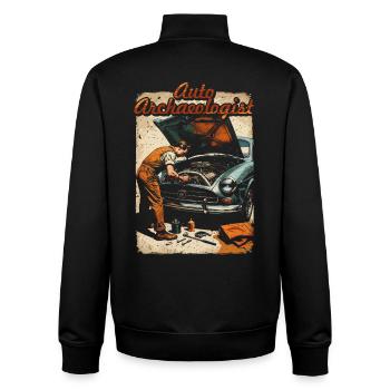 Car Restoration Car Archaeologist - Unisex Organic Zip Sweatshirt by Stanley/Stella - black - Back - AI Model Male 185 light (185cm)