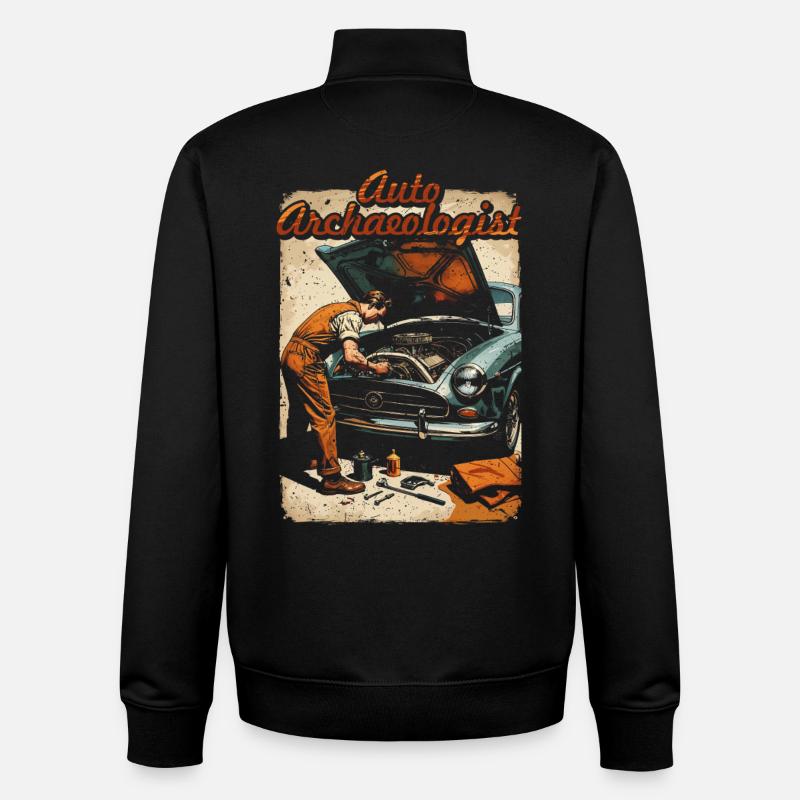 Restauration automobile Archéologue automobile - Sweat zippé unisexe en coton bio Stanley/Stella - noir