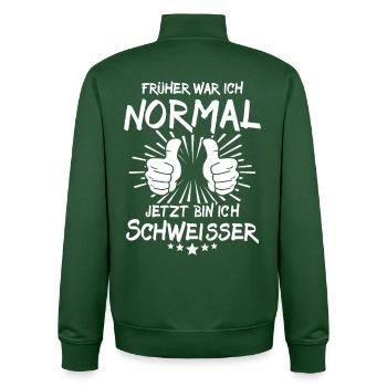 welder - Unisex Organic Zip Sweatshirt by Stanley/Stella - bottle green - Back - AI Model Male 185 dark (185cm)