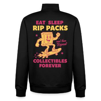 Eat Sleep Rip Packs Repeat Collectibles Forever - Unisex Organic Zip Sweatshirt by Stanley/Stella - black - Back - AI Model Male 185 light (185cm)