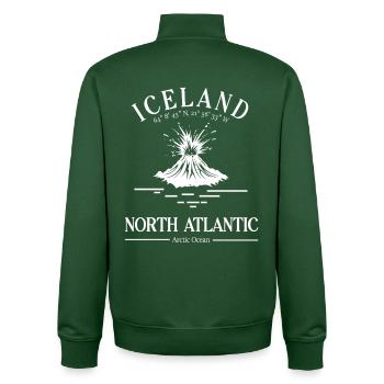 Volcan Islande Souvenir de l’Atlantique Nord Reykjavik - Sweat zippé unisexe en coton bio Stanley/Stella - vert bouteille - Dos - AI Model Male 185 dark (185cm)
