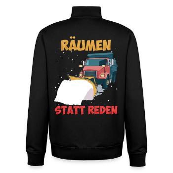 Winterdienst RÄUMEN STATT REDEN Lustiges - Unisex Organic Zip Sweatshirt von Stanley/Stella - Schwarz - Hinten - AI Model Male 185 light (185cm)