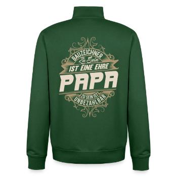 Dessinateur Papa - Sweat zippé unisexe en coton bio Stanley/Stella - vert bouteille - Dos - AI Model Male 185 dark (185cm)