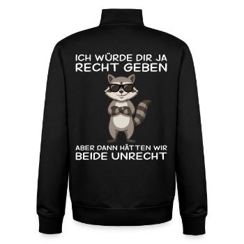 Raccoon would agree with you, colleague - Unisex Organic Zip Sweatshirt by Stanley/Stella - black - Back - AI Model Male 185 light (185cm)