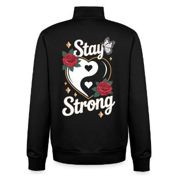 Stay Strong Shirt – Yin Yang Heart - Unisex Organic Zip Sweatshirt by Stanley/Stella - black - Back - AI Model Male 185 light (185cm)