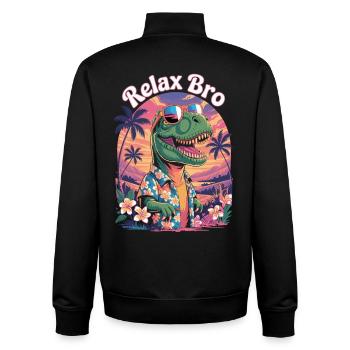 Dinosaurier Hawaii Shirt – Strand Shirt - Unisex Organic Zip Sweatshirt von Stanley/Stella - Schwarz - Hinten - AI Model Male 185 light (185cm)