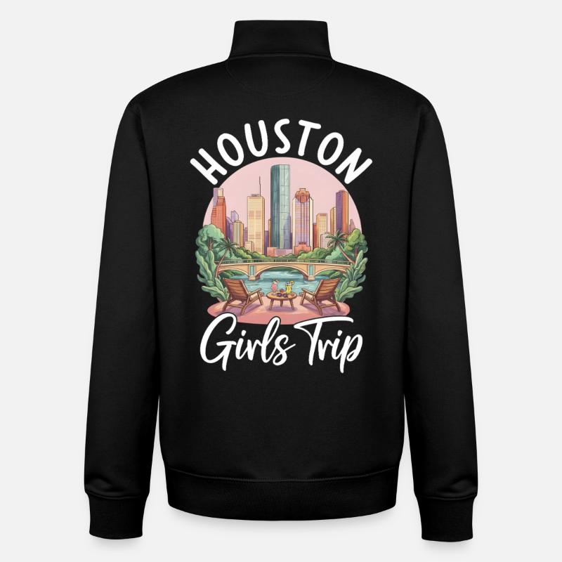 Voyage des filles à Houston - Sweat zippé unisexe en coton bio Stanley/Stella - noir