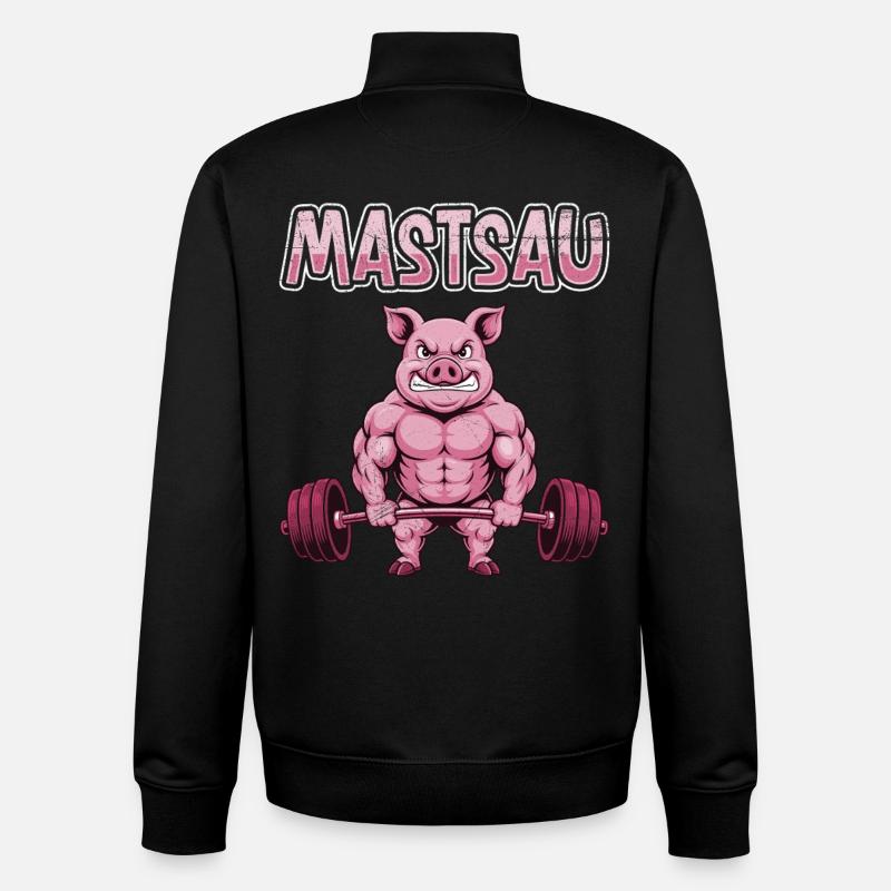 Haltérophile MASTSAU : Plaisir de musculation - Sweat zippé unisexe en coton bio Stanley/Stella - noir
