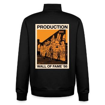 Production Wall of Fame 86 Poster - Unisex Organic Zip Sweatshirt by Stanley/Stella - black - Back - AI Model Male 185 light (185cm)