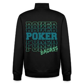 Poker Badass Typo Dégradé - Sweat zippé unisexe en coton bio Stanley/Stella - noir - Dos - AI Model Male 185 light (185cm)