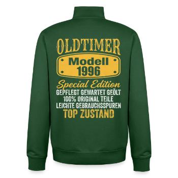 30th Birthday Classic Car Model 1996 - Unisex Organic Zip Sweatshirt by Stanley/Stella - bottle green - Back - AI Model Male 185 dark (185cm)