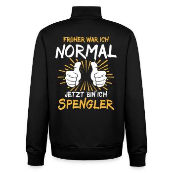 Spengler Spruch - Sweat zippé unisexe en coton bio Stanley/Stella - noir - Dos - AI Model Male 185 light (185cm)
