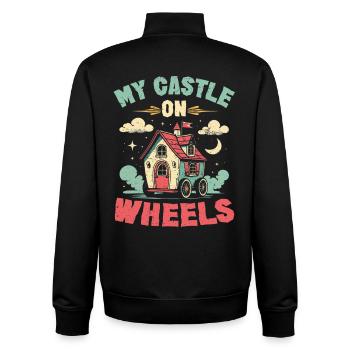 Tiny House My Castle On Wheels - Unisex Organic Zip Sweatshirt by Stanley/Stella - black - Back - AI Model Male 185 light (185cm)
