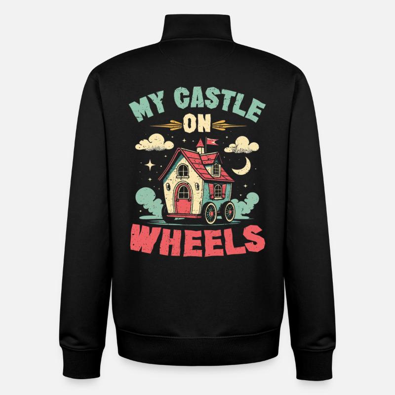 Tiny House Mon château sur roues - Sweat zippé unisexe en coton bio Stanley/Stella - noir