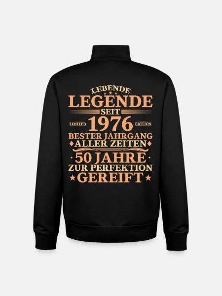 1976 Né 50 ans - Sweat zippé unisexe en coton bio Stanley/Stella - noir