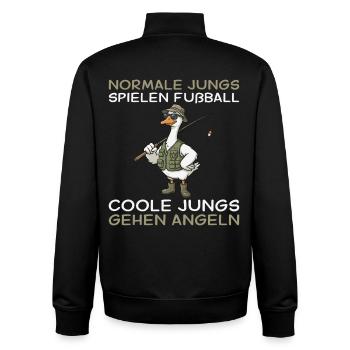 Angler Gans Coole Jungs gehen Angeln - Unisex Organic Zip Sweatshirt von Stanley/Stella - Schwarz - Hinten - AI Model Male 185 light (185cm)