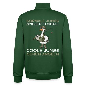 Angler Gans Coole Jungs gehen Angeln - Unisex Organic Zip Sweatshirt von Stanley/Stella - Flaschengrün - Hinten - AI Model Male 185 dark (185cm)