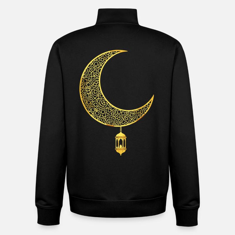 Ramadan Kareem Golden Crescent Moon - Unisex Organic Zip Sweatshirt by Stanley/Stella - black