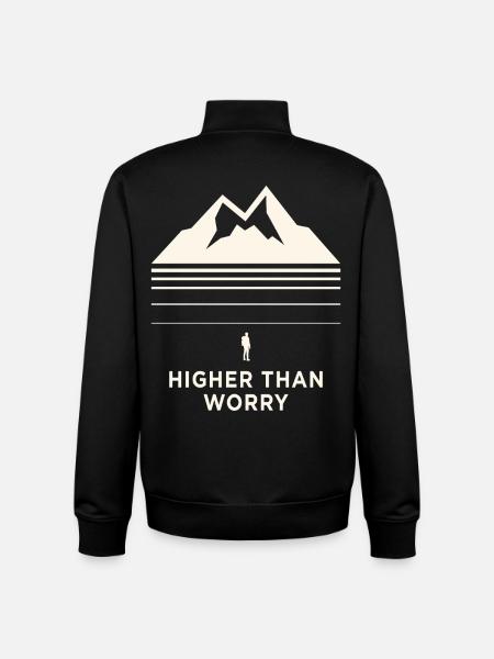 Higher Than Worry Mountain Motif - Unisex Organic Zip Sweatshirt by Stanley/Stella - black