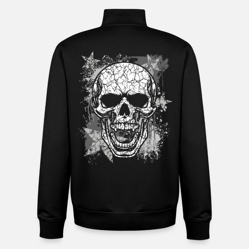 Grunge Schädel Grafik - Unisex Organic Zip Sweatshirt von Stanley/Stella - Schwarz