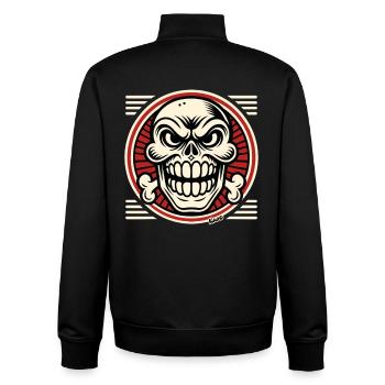Grinsender Totenkopf mit Knochen Emblem - Unisex Organic Zip Sweatshirt von Stanley/Stella - Schwarz - Hinten - AI Model Male 185 light (185cm)