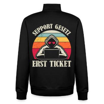 Computer Science Coder SUPPORT GESETZ ERST TICKET - Unisex Organic Zip Sweatshirt von Stanley/Stella - Schwarz - Hinten - AI Model Male 185 light (185cm)