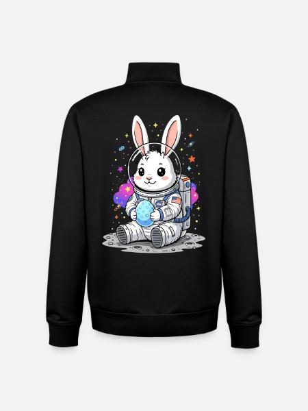 Astronaut Easter Bunny Space - Unisex Organic Zip Sweatshirt by Stanley/Stella - black