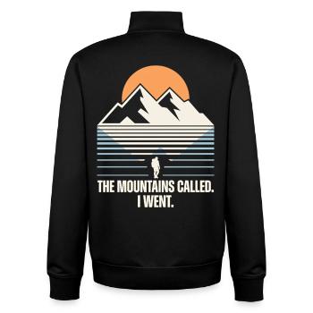 Mountain Silhouette Sun Motif - Unisex Organic Zip Sweatshirt by Stanley/Stella - black - Back - AI Model Male 185 light (185cm)