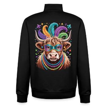 Mardi Gras Highland Cow Shirt Karneval - Unisex Organic Zip Sweatshirt von Stanley/Stella - Schwarz - Hinten - AI Model Male 185 light (185cm)